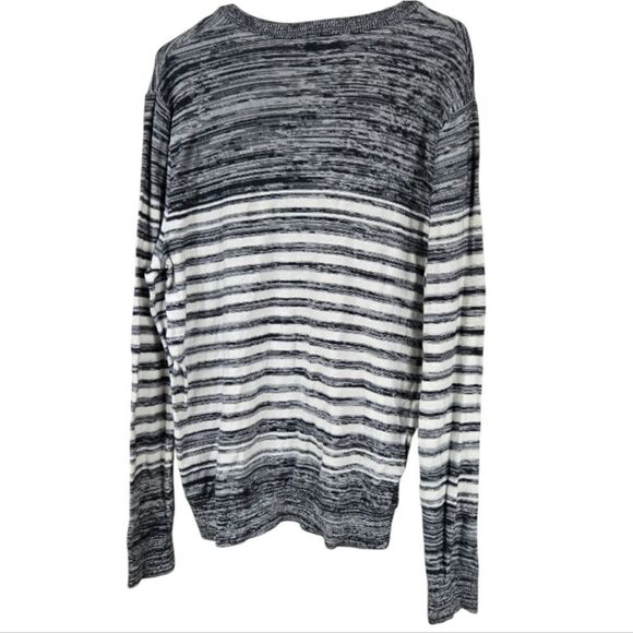 Express Men’s Striped Knit Sweater Henley Neck Black White Pullover Large Cotton - Picture 4 of 10